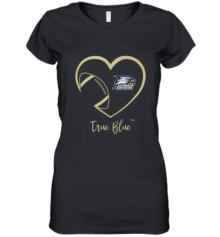 Georgia Southern Eagles Football Inside Heart Team Women's V-Neck T-Shirt Women's V-Neck T-Shirt / Black / S Women's V-Neck T-Shirt - FordPhuMy