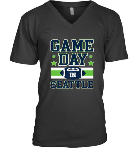 NFL Seattle Wa. Game Day Football Home Team Men's V-Neck Men's V-Neck / Black / S Men's V-Neck - FordPhuMy