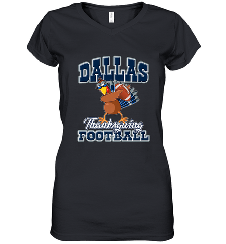 Dallas Thanksgiving Day Funny Turkey Playing Texas Football Premium T Shirt Women's V-Neck T-Shirt Women's V-Neck T-Shirt / Black / S Women's V-Neck T-Shirt - FordPhuMy