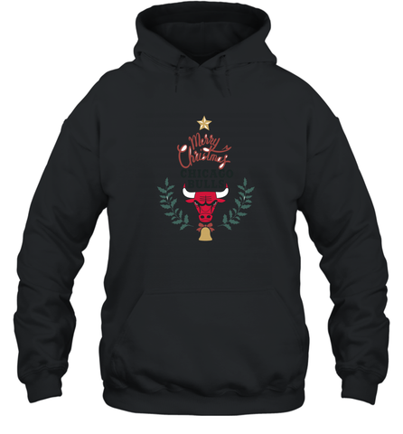 NBA Chicago Bulls Logo merry Christmas gilf Hooded Sweatshirt Hooded Sweatshirt / Black / S Hooded Sweatshirt - FordPhuMy
