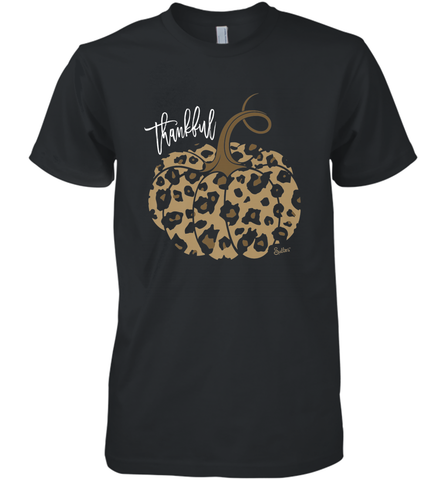 Mens Womens Thankful Pumpkin Fall Leopard Print Men's Premium T-Shirt Men's Premium T-Shirt / Black / XS Men's Premium T-Shirt - FordPhuMy