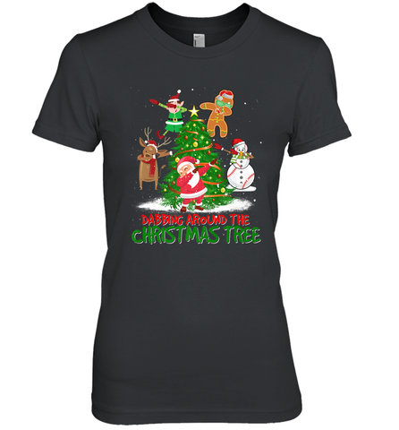 Dabbing Around Christmas Tree Baseball Snowman Santa Women's Premium T-Shirt Women's Premium T-Shirt / Black / XS Women's Premium T-Shirt - FordPhuMy