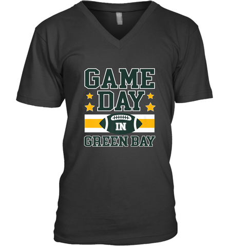 NFL Green Bay WI. Game Day Football Home Team Men's V-Neck Men's V-Neck / Black / S Men's V-Neck - FordPhuMy