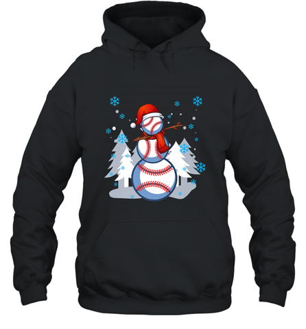 DABBING BASEBALL SNOWMAN _ Christmas Funny Hooded Sweatshirt Hooded Sweatshirt / Black / S Hooded Sweatshirt - FordPhuMy