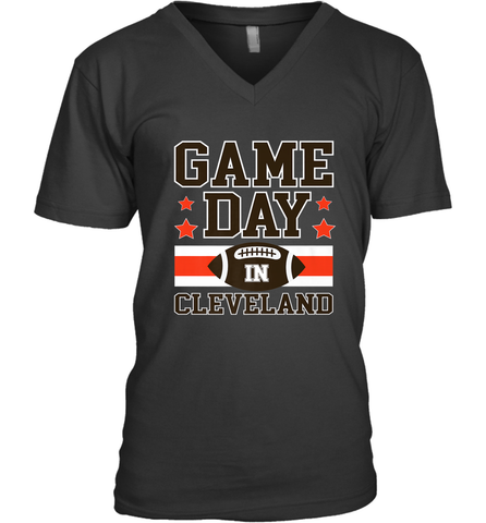 NFL Cleveland Game Day Football Home Team Colors Men's V-Neck Men's V-Neck / Black / S Men's V-Neck - FordPhuMy
