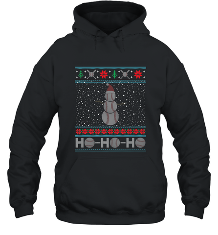 Christmas Baseball Snowman Ugly Christmas Xmas Hooded Sweatshirt Hooded Sweatshirt / Black / S Hooded Sweatshirt - FordPhuMy