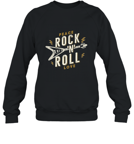 Peace Rock and Roll Love Music Guitar Retro Hippie Crewneck Sweatshirt Crewneck Sweatshirt / Black / S Crewneck Sweatshirt - FordPhuMy