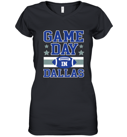 NFL Dallas Texas Game Day Football Home Team Women's V-Neck T-Shirt Women's V-Neck T-Shirt / Black / S Women's V-Neck T-Shirt - FordPhuMy