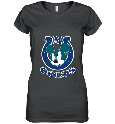 Nfl Colts Champion Mickey Mouse Team Women's V-Neck T-Shirt Women's V-Neck T-Shirt / Black / S Women's V-Neck T-Shirt - FordPhuMy