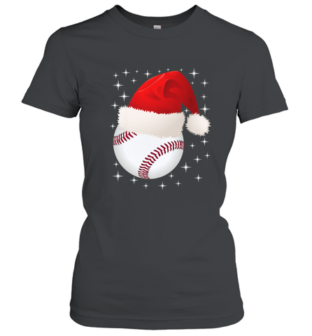 Christmas Stars baseball Ball Santa Hat Funny Sport Xmas Women's T-Shirt Women's T-Shirt / Black / S Women's T-Shirt - FordPhuMy