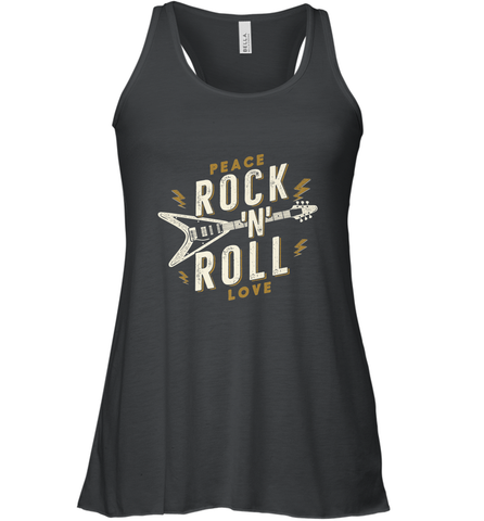 Peace Rock and Roll Love Music Guitar Retro Hippie Women's Racerback Tank Women's Racerback Tank / Black / XS Women's Racerback Tank - FordPhuMy