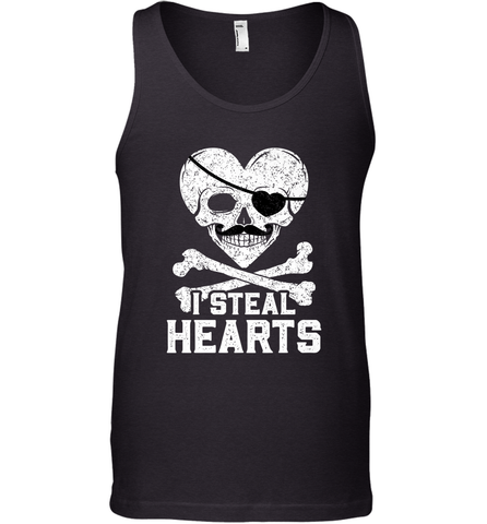 I Steal Hearts Valentine's Day Pirate Skull Art Graphics Men's Tank Top Men's Tank Top / Black / XS Men's Tank Top - FordPhuMy
