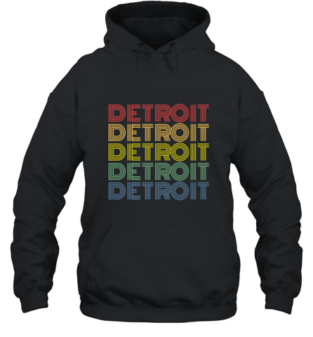Vintage 1980s Style Detroit Michigan Hooded Sweatshirt Hooded Sweatshirt / Black / S Hooded Sweatshirt - FordPhuMy