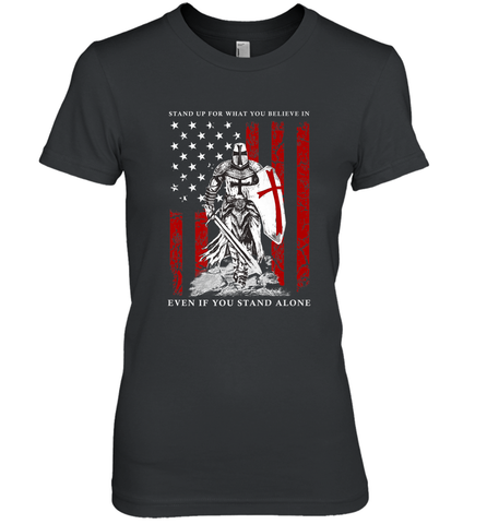 Knight Templar American Flag Women's Premium T-Shirt Women's Premium T-Shirt / Black / XS Women's Premium T-Shirt - FordPhuMy