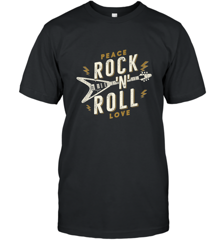 Peace Rock and Roll Love Music Guitar Retro Hippie Men's T-Shirt Men's T-Shirt / Black / S Men's T-Shirt - FordPhuMy