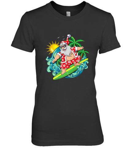 Christmas in July Santa Claus Hawaiian Surfing Gift Surf Women's Premium T-Shirt Women's Premium T-Shirt / Black / XS Women's Premium T-Shirt - FordPhuMy