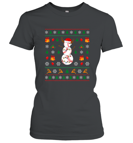 Christmas Baseball Snowman Reindeer In A Santa Hat Pajama Women's T-Shirt Women's T-Shirt / Black / S Women's T-Shirt - FordPhuMy
