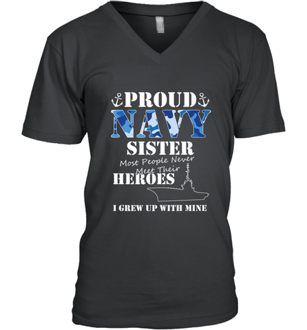 US Military Proud Navy Sister Men or Women Men's V-Neck Men's V-Neck / Black / S Men's V-Neck - FordPhuMy