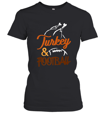 Turkey And Football Thanksgiving Day Football Fan Holiday Women's T-Shirt Women's T-Shirt / Black / S Women's T-Shirt - FordPhuMy