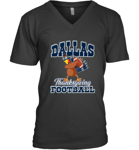 Dallas Thanksgiving Day Funny Turkey Playing Texas Football Premium T Shirt Men's V-Neck Men's V-Neck / Black / S Men's V-Neck - FordPhuMy