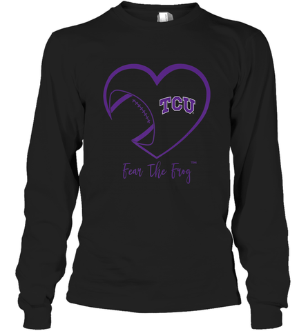 TCU Horned Frogs Football Inside Heart Team Long Sleeve T-Shirt Long Sleeve T-Shirt / Black / S Long Sleeve T-Shirt - FordPhuMy