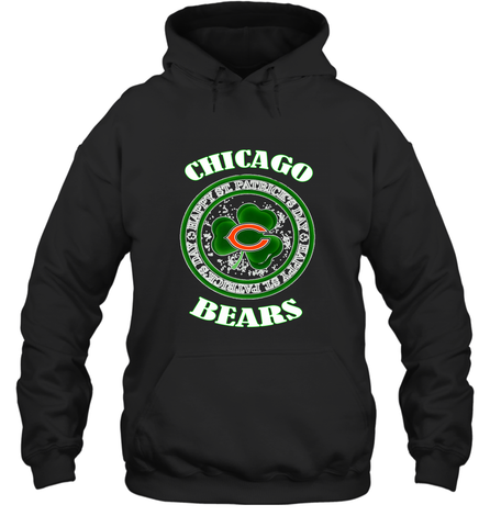 NFL Chicagi Bears Logo Happy St Patrick's Day Hooded Sweatshirt Hooded Sweatshirt / Black / S Hooded Sweatshirt - FordPhuMy
