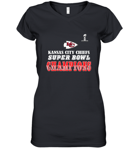 NFL Kansas City Chiefs super bowl champions 2020 Women's V-Neck T-Shirt Women's V-Neck T-Shirt / Black / S Women's V-Neck T-Shirt - FordPhuMy