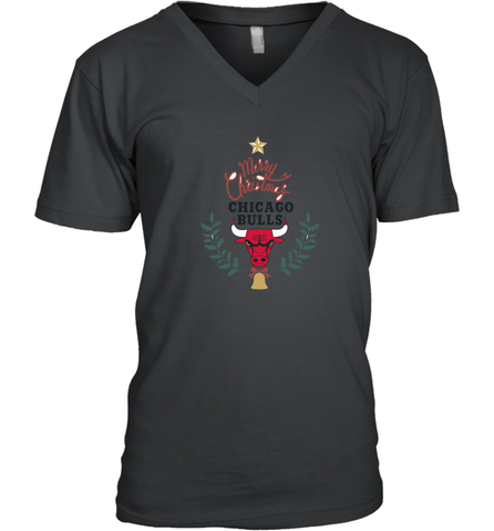 NBA Chicago Bulls Logo merry Christmas gilf Men's V-Neck Men's V-Neck / Black / S Men's V-Neck - FordPhuMy