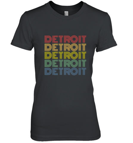 Vintage 1980s Style Detroit Michigan Women's Premium T-Shirt Women's Premium T-Shirt / Black / XS Women's Premium T-Shirt - FordPhuMy