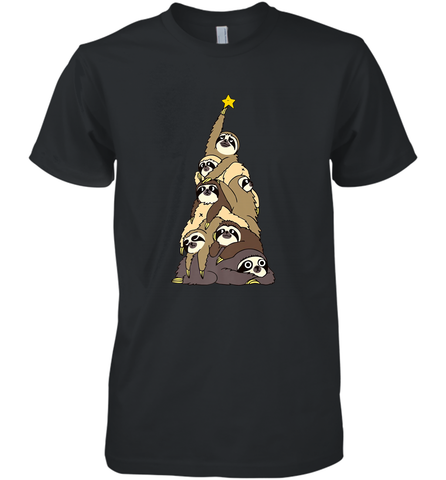Merry Christmas Merry Slothmas Sloth Christmas Tree Xmas Men's Premium T-Shirt Men's Premium T-Shirt / Black / XS Men's Premium T-Shirt - FordPhuMy