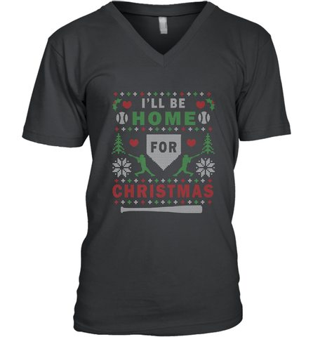 Premium Baseball Ugly Christmas Sweater Pattern Men's V-Neck Men's V-Neck / Black / S Men's V-Neck - FordPhuMy