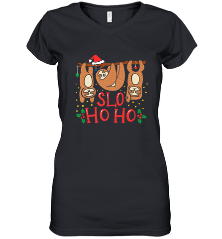 Sloth Christmas Women's V-Neck T-Shirt Women's V-Neck T-Shirt / Black / S Women's V-Neck T-Shirt - FordPhuMy