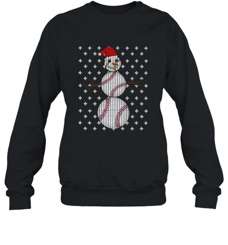 UGLY CHRISTMAS Baseball Snowman Holiday Santa Funny Men Gift Crewneck Sweatshirt Crewneck Sweatshirt / Black / S Crewneck Sweatshirt - FordPhuMy