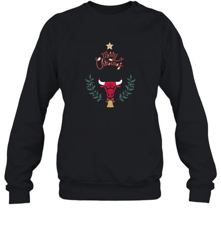 NBA Chicago Bulls Logo merry Christmas gilf Crewneck Sweatshirt Crewneck Sweatshirt / Black / S Crewneck Sweatshirt - FordPhuMy