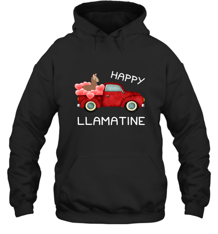 Happy Llamatine funny Valentine Day Llama costume Hooded Sweatshirt Hooded Sweatshirt / Black / S Hooded Sweatshirt - FordPhuMy