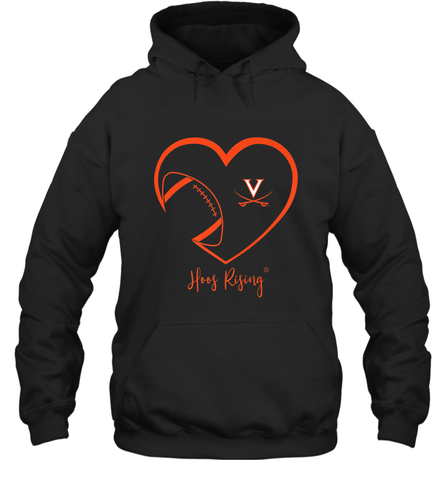 Virginia Cavaliers Football Inside Heart Team Hooded Sweatshirt Hooded Sweatshirt / Black / S Hooded Sweatshirt - FordPhuMy