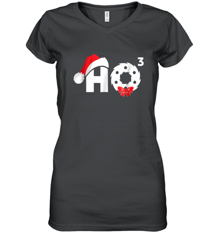 Santa HO HO3 Cubed Funny Christmas Women's V-Neck T-Shirt Women's V-Neck T-Shirt / Black / S Women's V-Neck T-Shirt - FordPhuMy