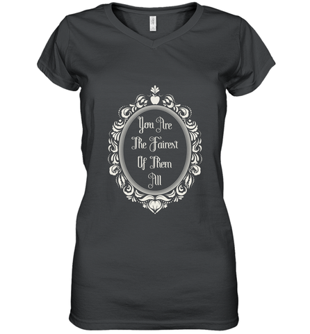 Disney Snow White You're The Fairest Mirror Women's V-Neck T-Shirt Women's V-Neck T-Shirt / Black / S Women's V-Neck T-Shirt - FordPhuMy