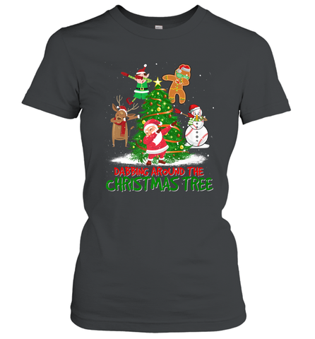 Dabbing Around Christmas Tree Baseball Snowman Santa Women's T-Shirt Women's T-Shirt / Black / S Women's T-Shirt - FordPhuMy