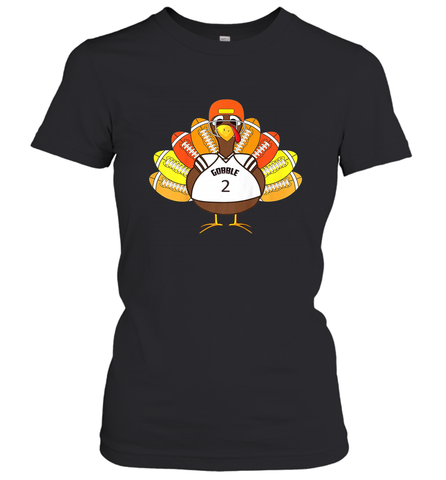 Cool Thanksgiving Football Shirt _ Gobble Player Turkey Gift Women's T-Shirt Women's T-Shirt / Black / S Women's T-Shirt - FordPhuMy