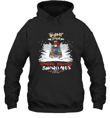 Trump Train 2020 Plow snowflakes Christmas Hooded Sweatshirt Hooded Sweatshirt / Black / S Hooded Sweatshirt - FordPhuMy