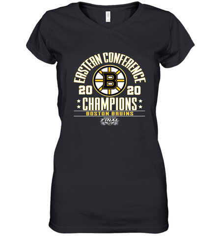 NHL Boston Bruins Fanatics 2020 Eastern Conference Champions Defensive Zone Women's V-Neck T-Shirt Women's V-Neck T-Shirt / Black / S Women's V-Neck T-Shirt - FordPhuMy