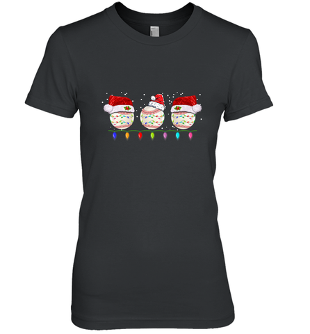 Three Baseball Balls Christmas Gift Santa Xmas lights Snow Women's Premium T-Shirt Women's Premium T-Shirt / Black / XS Women's Premium T-Shirt - FordPhuMy