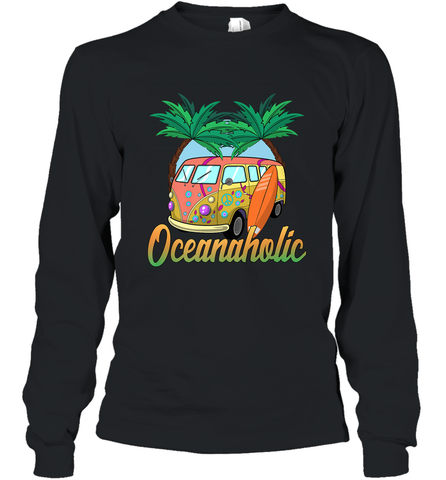 Retro Surfer Love Surfing Beach Party Tropical Vacay Long Sleeve T-Shirt Long Sleeve T-Shirt / Black / S Long Sleeve T-Shirt - FordPhuMy