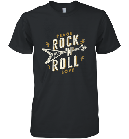 Peace Rock and Roll Love Music Guitar Retro Hippie Men's Premium T-Shirt Men's Premium T-Shirt / Black / XS Men's Premium T-Shirt - FordPhuMy