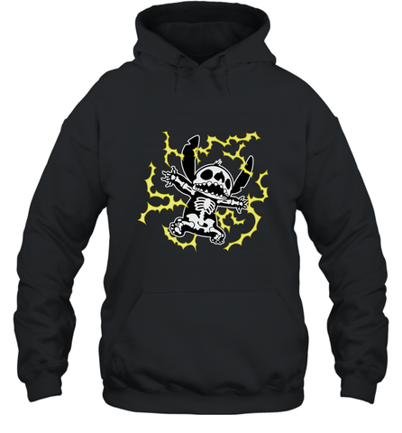 Disney Stitch Skeleton Halloween Hooded Sweatshirt Hooded Sweatshirt / Black / S Hooded Sweatshirt - FordPhuMy