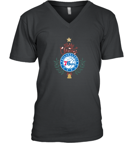 NBA Philadelphia 76ers Logo merry Christmas gilf Men's V-Neck Men's V-Neck / Black / S Men's V-Neck - FordPhuMy