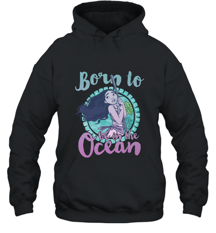 Disney Moana Born To Be In The Ocean Painted Hooded Sweatshirt Hooded Sweatshirt / Black / S Hooded Sweatshirt - FordPhuMy