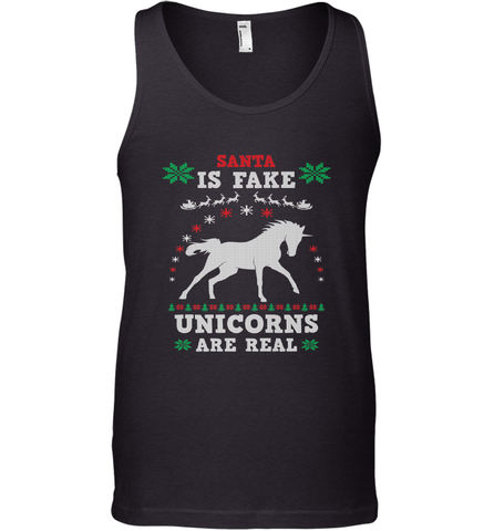 Santa Is Fake Unicorns Are Real Cute Ugly Christmas Sweater Men's Tank Top Men's Tank Top / Black / XS Men's Tank Top - FordPhuMy