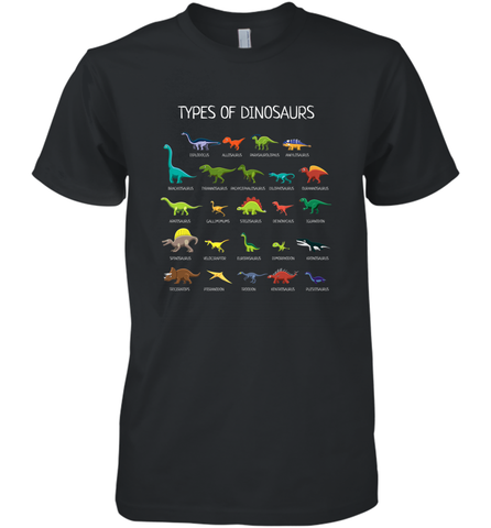 Types Of Dinosaurs Men's Premium T-Shirt Men's Premium T-Shirt / Black / XS Men's Premium T-Shirt - FordPhuMy
